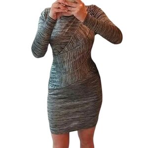 TOPSHOP Gray Long‎ Sleeve Bodycon Mini Dress Draped Knit Sz 4 Fairycore Romantic